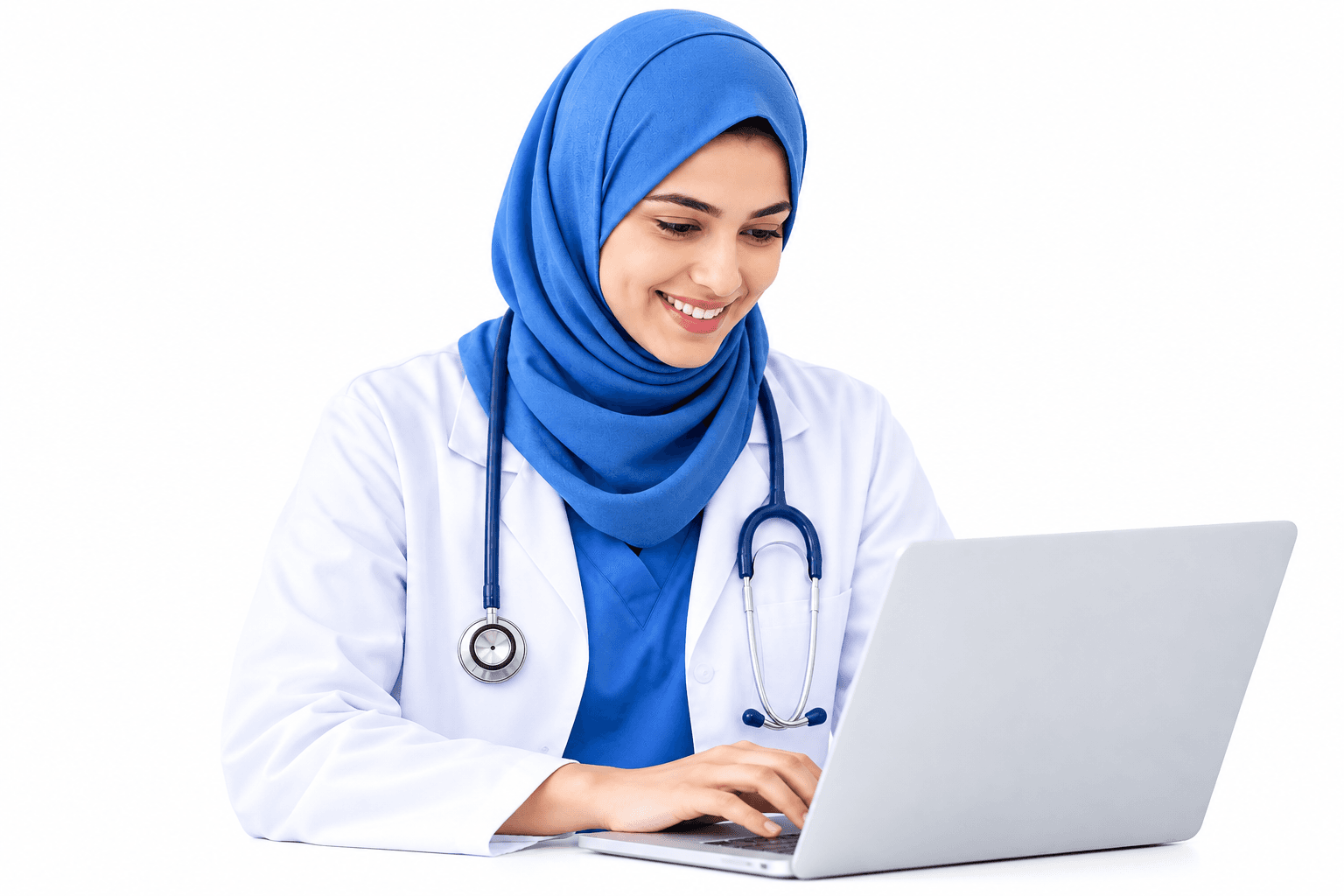 A friendly Zuwara team member at a laptop
